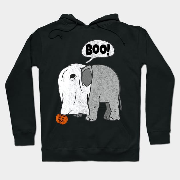 Funny Halloween Elephant Ghost Costume Cute Boo Jack O Lantern Hoodie by luxembourgertreatable